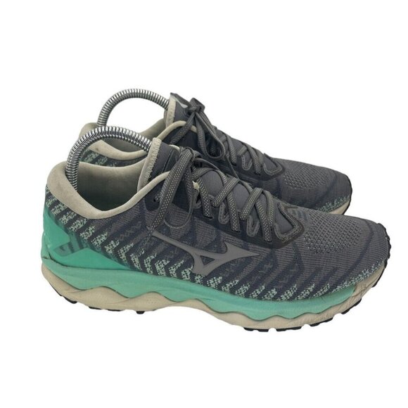 Mizuno Shoes - Mizuno Wave Sky 4 Running Shoes Women's Size 9 Gray Waveknit Athletic Sneakers